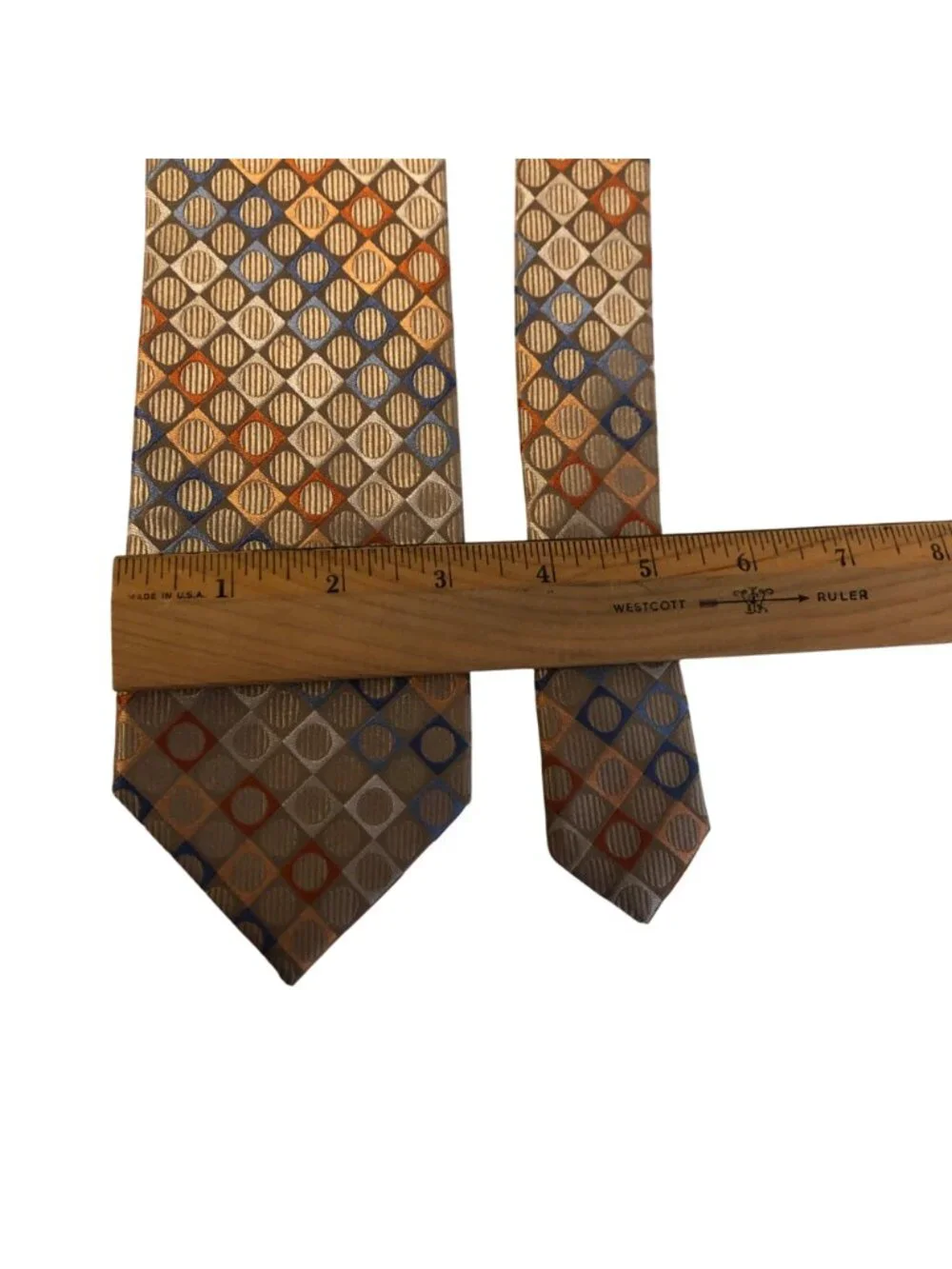Michael Kors Silk Tie Geometric Tan Multicolor Mens Necktie Office Formal Gift